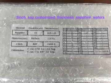 ρ-άξονας 76.2mm Al2O3 SSP 0.43mm 3Inch γυαλιού σαπφείρου συνήθειας γκοφρετών κρυστάλλου σαπφείρου